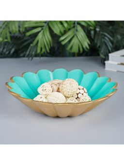 HomeTown - Venice Aluminium Floral Bowl 33X33X7 Cm Teal