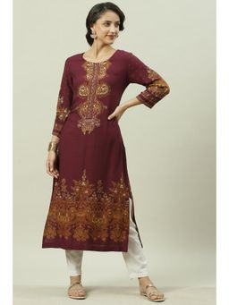 Biba - Wine Printed Kurta