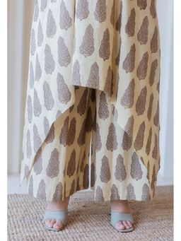 The Indian Ethnic Co. - Beige Pure Cotton Printed Palazzo