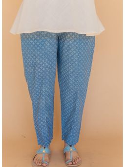 The Indian Ethnic Co. - Blue Pure Cotton Geometric Pant