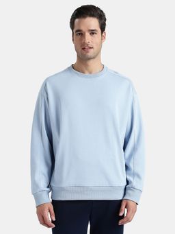 Jockey - Am77 Blue Men Super Combed Cotton Rich Pique Sweatshirt - Soft Chambray