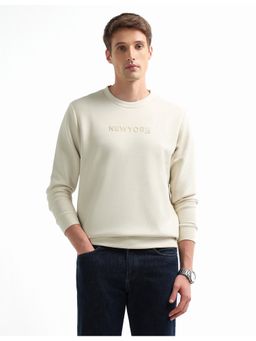 Arrow Newyork - Men's Cream Embossed Regular Fit Sweatshirt