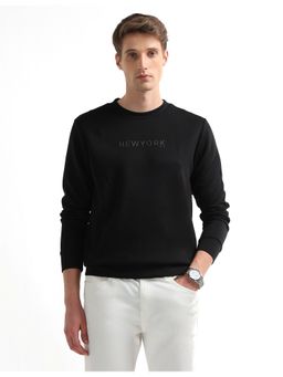 Arrow Newyork - Men's Black Embossed Regular Fit Sweatshirt