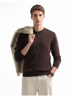 Arrow Sports - Men's Brown Heathered Patterned Knit Regular Fit Sweater