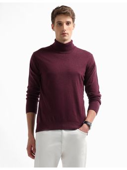 Arrow Sports - Men's Red Turtleneck Patterned Knit Sweater