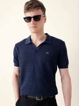 The Bear House - Men'S Blue Half Sleeve Polo T-Shirt