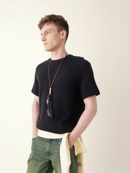 The Bear House - Men'S Black Half Sleeve Regular T-Shirt