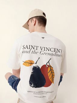 The Bear House - Men'S Cream Half Sleeve Oversize T-Shirt