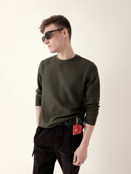 The Bear House - Men'S Olive Full Sleeve Regular T-Shirt