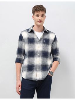 U.S. Polo Assn. Denim Co. - Men'S Blue Tartan Checked Slim Fit Shirt