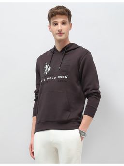 U.S. Polo Assn. Denim Co. - Men's Brown Brand Printed Regular Fit Hoodie