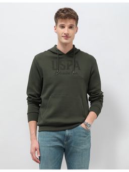 U.S. Polo Assn. Denim Co. - Men's Green Brand Printed Regular Fit Hoodie