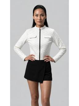 Twenty Dresses by Nykaa Fashion - Ivory Diamond-Texture High Jacket