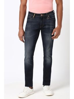 Peter England - Men Navy Blue Light Wash Slim Fit Jeans