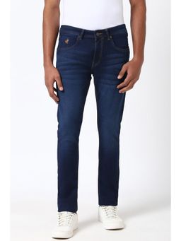 Peter England - Men Navy Blue Light Wash Slim Fit Jeans