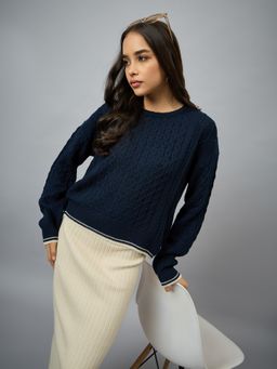 Club York - Navy Blue Solid Sweater
