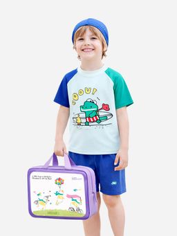 Little Surprise Box - T-Shirt and Shorts Upf 50+ Swimwear with Cap and Bag