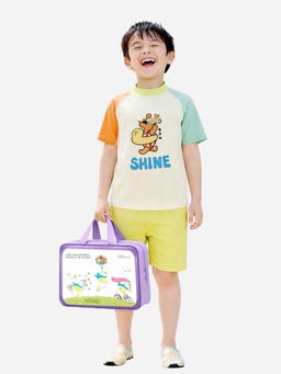 Little Surprise Box - T-Shirt and Shorts Upf 50+ Swimwear with Cap and Bag