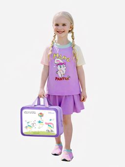 Little Surprise Box - T-Shirt and Skort Set Upf 50+ Swimwear with Cap and Bag