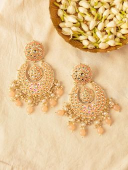 Azai by Nykaa Fashion - Festive Meenakari Peach Chandbalis