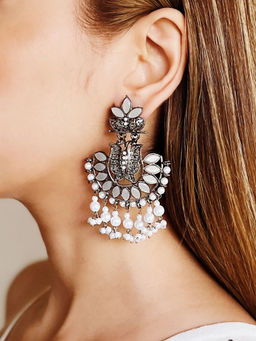 Azai by Nykaa Fashion - Silver Danglers with Pearl Drops