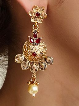 Azai by Nykaa Fashion - Gold Festive Earrings with Embellishments