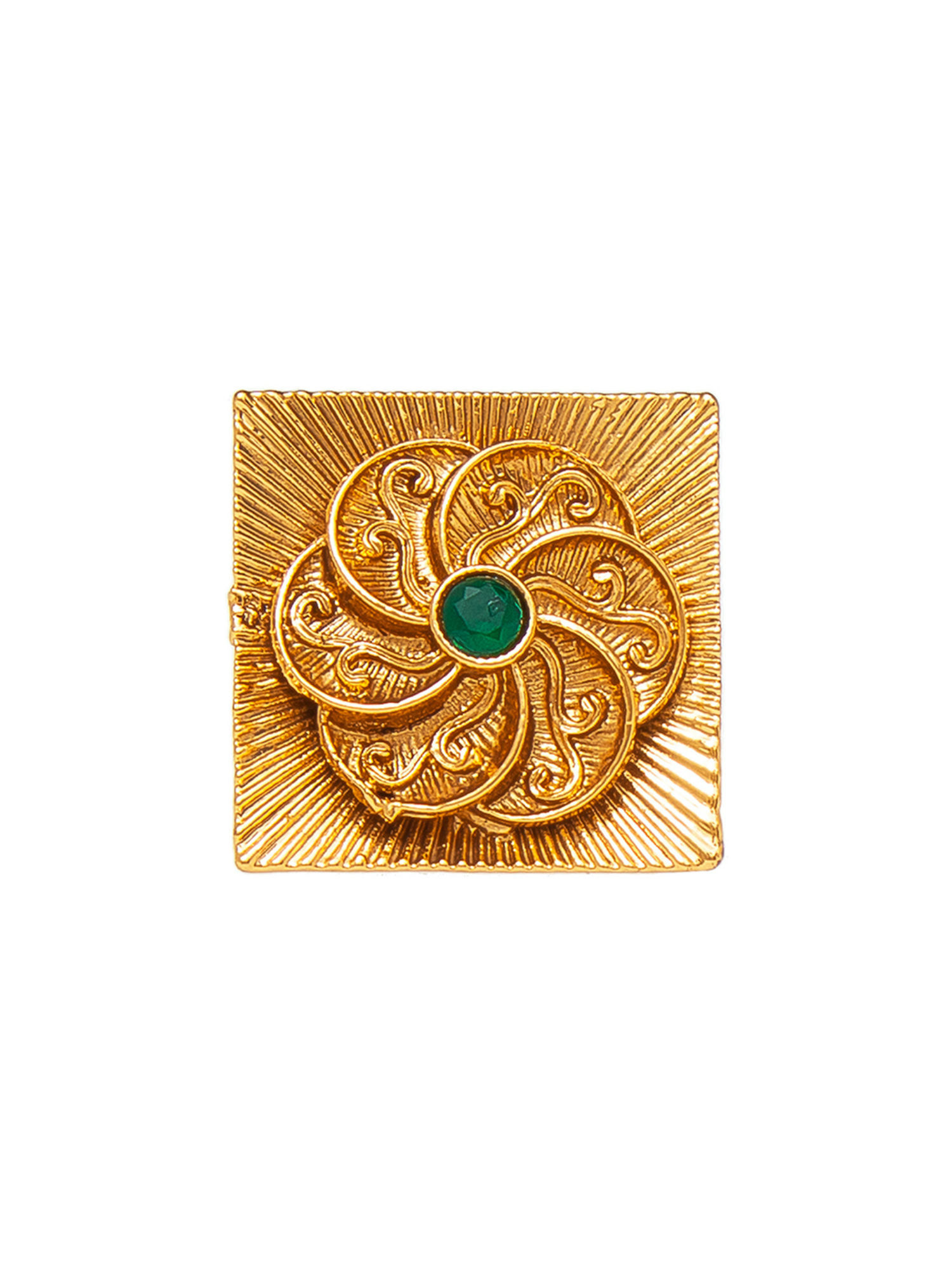 Buy Azai by Nykaa Fashion Statement Gold Square Ring with Green