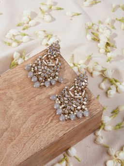 Azai by Nykaa Fashion - Ethnic Grey & Gold Chandbalis with Faux Pearls
