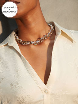 Pipa Bella by Nykaa Fashion - Rhea Kapoor x Pipa Bella Gold and Silver Plated Studded Link Chain Necklace