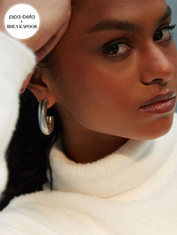Pipa Bella by Nykaa Fashion - Rhea Kapoor x Pipa Bella Silver Plated Textured Hoop Earrings