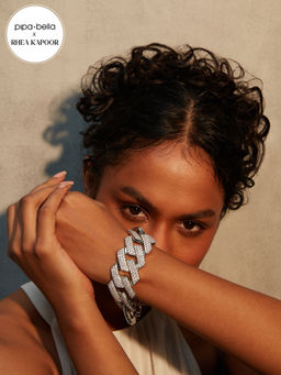 Pipa Bella by Nykaa Fashion - Rhea Kapoor x Pipa Bella Studded Silver Plated Cuban Link Chain Bracelet