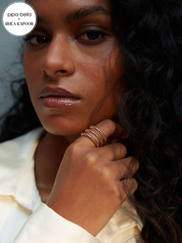 Pipa Bella by Nykaa Fashion - Rhea Kapoor x Pipa Bella Gold Plated Textured Ring (Set of 3)