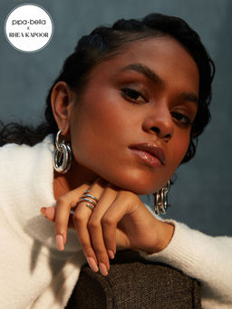 Pipa Bella by Nykaa Fashion - Rhea Kapoor x Pipa Bella Silver Plated Double Hoop Dangler Earrings