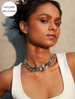 Pipa Bella by Nykaa Fashion - Rhea Kapoor x Pipa Bella Silver Plated Cuban Link Chain Necklace