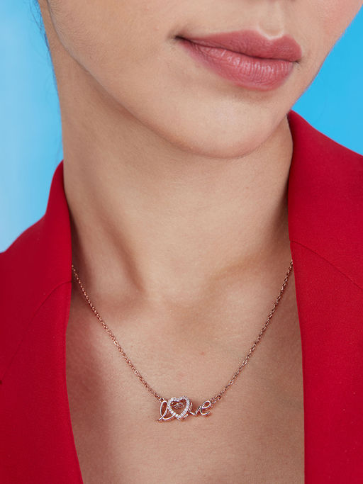 Pipa Bella by Nykaa Fashion CZ Studded Love Pendant Gold Plated Necklace