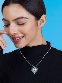 Pipa Bella by Nykaa Fashion - Multicolour Heart Enamel Pendant Necklace