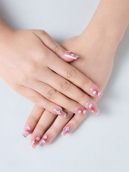 Pipa Bella by Nykaa Fashion - Pink Ombre with White Sparkle Stick On Nails