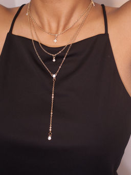 Pipa Bella by Nykaa Fashion - Minimal Pearl Layered Lariat Necklace