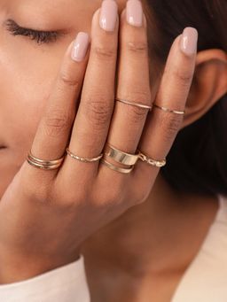Pipa Bella by Nykaa Fashion - Set of 6 Sleek Gold Plated Rings Combo