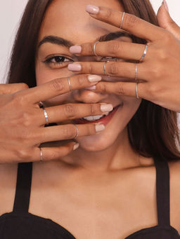 Pipa Bella by Nykaa Fashion - Set of 10 Dainty Silver Plated Rings Combo