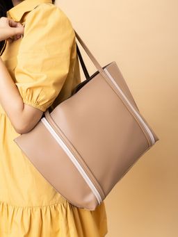 Twenty Dresses by Nykaa Fashion - Beige Work Essential Handbag (Set of 2)