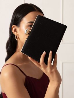 Twenty Dresses by Nykaa Fashion - Black Telling My Glam Clutch