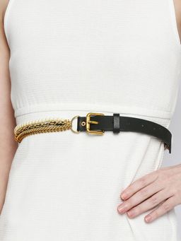 Twenty Dresses by Nykaa Fashion - Black Pearl Chain Link Party Belt