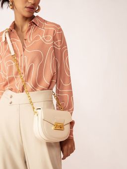 Twenty Dresses by Nykaa Fashion - Cream Solid Sling Bag