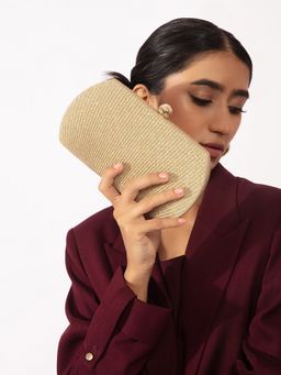 Twenty Dresses by Nykaa Fashion - Gold Shimmer Textured Clutch