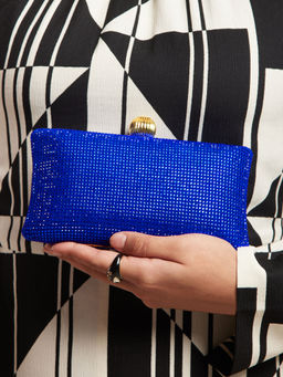 Twenty Dresses by Nykaa Fashion - Blue Diamante Clutch