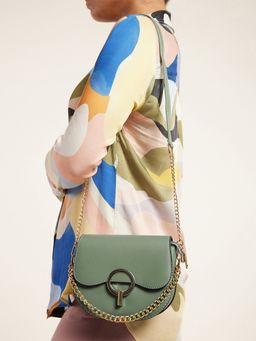 Twenty Dresses by Nykaa Fashion - Green Chainlink Sling Bag (Set of 2)