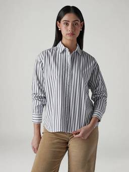 Levi's - White Women's Striped Relaxed Fit Shirt