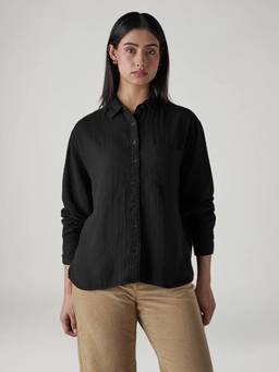 Levi's - Black Women's Solid Relaxed Fit Shirt