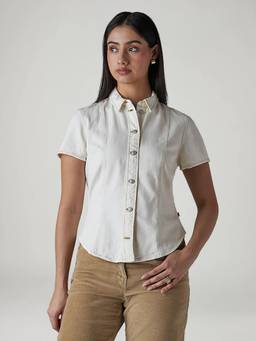 Levi's - Off White Women's Solid Regular Fit Shirt